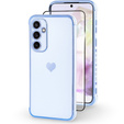 Etui do Samsung Galaxy A35 5G, Electro heart, niebieskie + Szkło Full Glue Ceramic