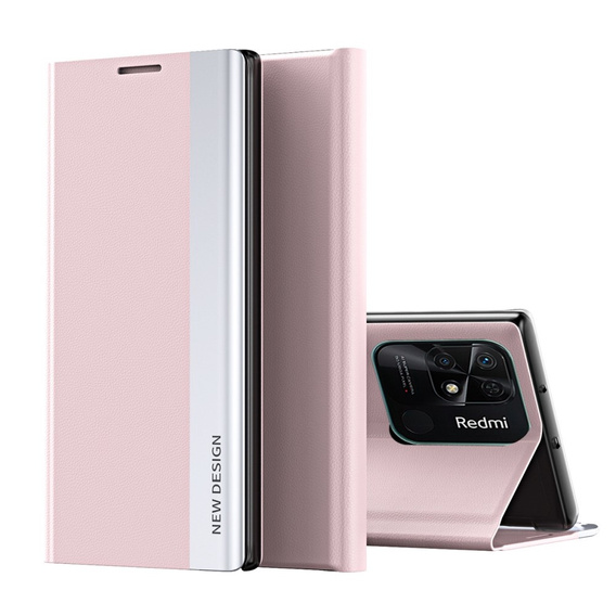 Etui z klapką do Xiaomi Redmi 10C, Side Magnetic, różowe