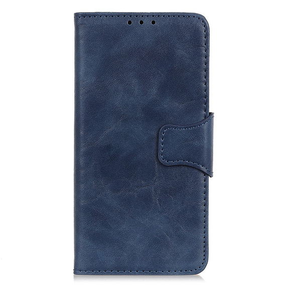 Etui z klapką do Samsung Galaxy S25 Edge, skórzane, niebieskie