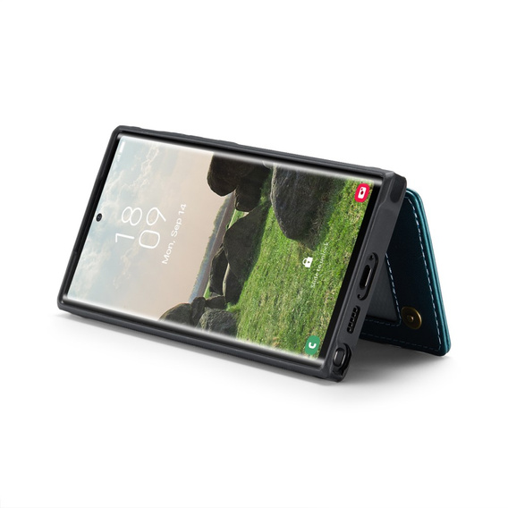 Etui z klapką CASEME do Samsung Galaxy S25 Ultra, Litchi Wallet, zielone