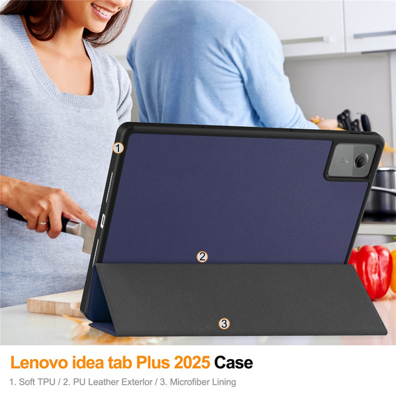 Etui do Lenovo Idea Tab Plus, Smartcase, granatowe