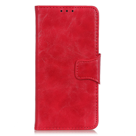 Etui z klapką do Samsung Galaxy S25 Edge, skórzane, czerwone