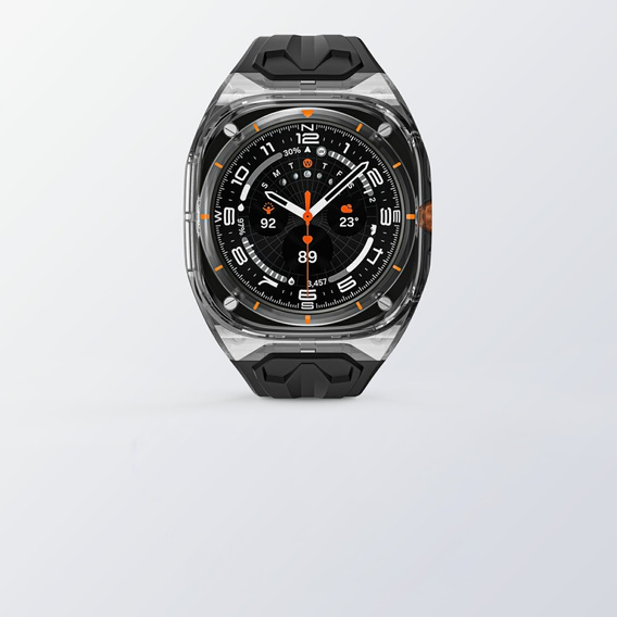 Pasek silikonowy z obudową ochronną do Samsung Galaxy Watch Ultra 47mm (2025 / 2024) – czarny, antywstrząsowy
