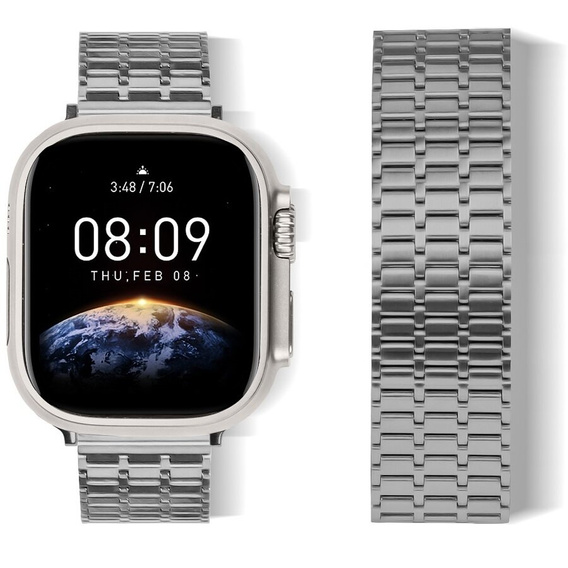 Stalowa Bransoleta do Apple Watch 1/2/3/4/5/6/7/8/9/10/11/SE Ultra 1/2/3 42/44/45/46/49mm, Szara
