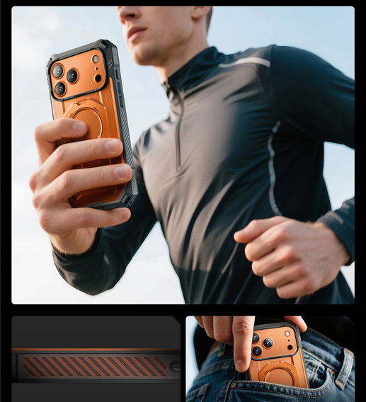 Etui Supcase do iPhone 17 Pro, Unicorn Beetle Grip Pro Mag, Clear / Coral