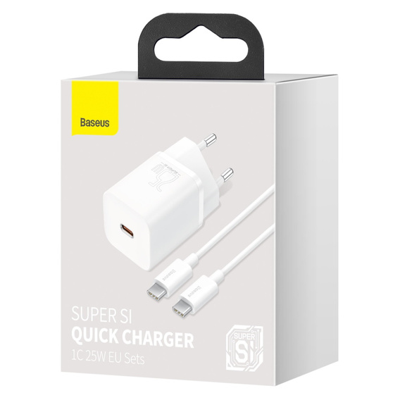 Baseus ładowarka sieciowa Super Si PD 25 W USB‑C (z kablem USB‑C) - Biała