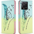 Etui z klapką do Xiaomi 13T / 13T Pro, Wallet, Feather niebieskie / żółte