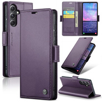 Etui z klapką do Samsung Galaxy S23 FE, CASEME Wallet, fioletowe + szkło 9H