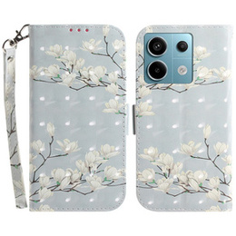 Etui z klapką do Xiaomi Redmi Note 13 Pro 5G, Wallet, Magnolia Flowers szare