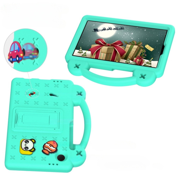 Etui do Samsung Galaxy Tab A11/A9, Cute Patterns, z podstawką, Zielone