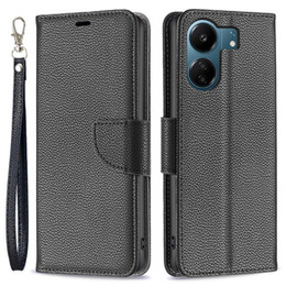 Etui z klapką do Xiaomi Redmi 13C / Poco C65, Wallet Litchi Leather, czarne