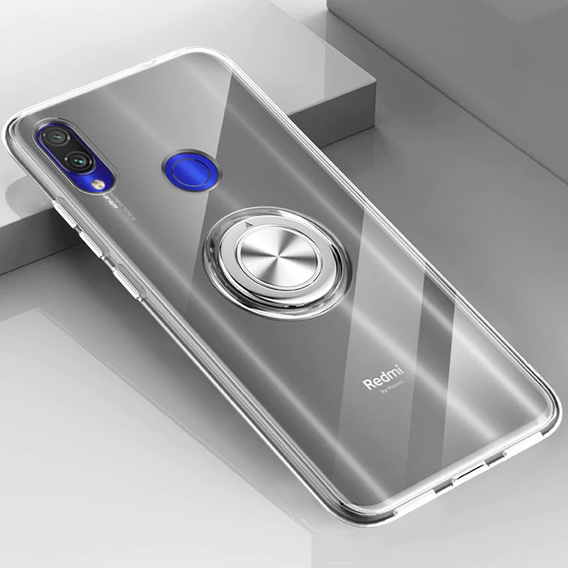 Etui do Xiaomi Redmi 7, silikonowe z ringiem Airbag Ring, szare