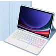Etui z podświetlaną klawiaturą bluetooth touchpad do Samsung Galaxy Tab S10 Lite / S10 FE / S9 FE, jasnoniebieskie