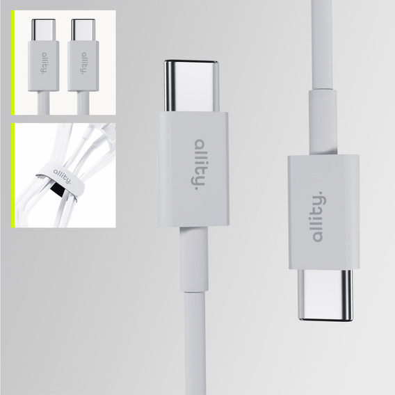 Allity AUC-03 USB-C – USB-C 1.0 m 60W, szybkie ładowanie - biały 