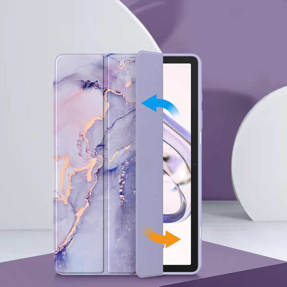 Stylowe etui do Samsung Galaxy Tab A9+ – Smartcase Hybrid Marble fioletowe