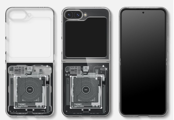 Etui Spigen do Samsung Galaxy Z Flip7 FE / Z Flip6, Airskin Zeron One, Przezroczyste / Brokatowe