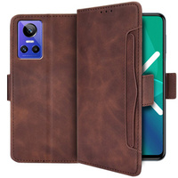 Etui z klapką do Realme GT Neo 3, Card Slot, brązowe