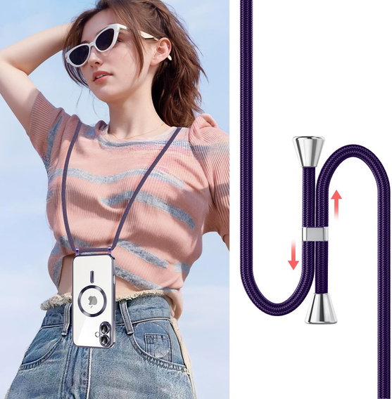Etui do iPhone 17, Electro MagSafe, fioletowe + Smycz