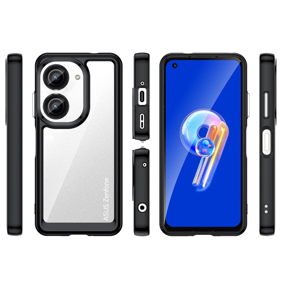 Etui do Asus Zenfone 9 5G / 10 5G, Fusion Hybrid, przezroczyste / czarne