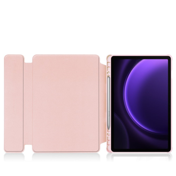 Etui z klawiaturą do Samsung Galaxy Tab S9 FE+ Plus, Rotary 360° Leather, różowe