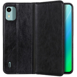 Etui do Nokia C12, Wallet Litchi Leather, czarne