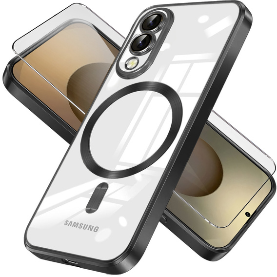 Etui do Samsung Galaxy S25 Edge, Electro MagSafe, czarne + Szkło na ekran