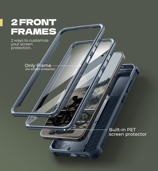 Etui pancerne do Samsung Galaxy S25 FE, Dexnor Full Body (Two Frames), niebieskie