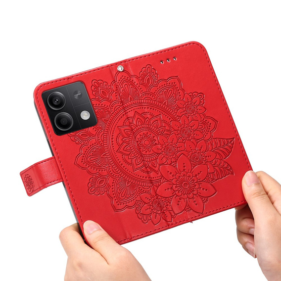 Etui z klapką do Xiaomi Redmi Note 13 5G, Mandala, czerwone