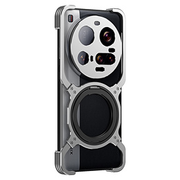 Etui do Xiaomi 15 Ultra, Kickstand Bumper, z osłoną obiektywu, do MagSafe, srebrne