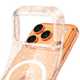 Etui do iPhone 17 Pro Max, do MagSafe, brokatowe, półprzezroczyste złote
