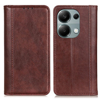 Etui do Xiaomi Redmi Note 13 Pro 4G, Wallet Litchi Leather, brązowe