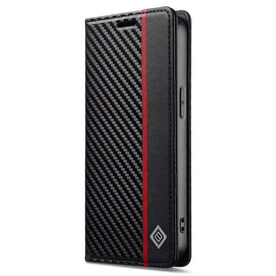 Etui z klapką do iPhone 16e, Carbon LC.IMEEKE, czarne