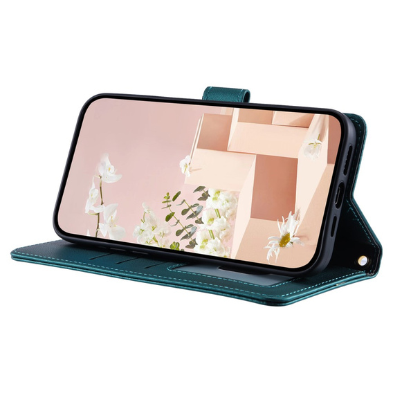 Etui z klapką do Xiaomi Redmi Note 13 Pro 4G / Xiaomi Redmi Note 14S / Xiaomi Poco M6 Pro 4G, Rhombus Crossbody Leather, ciemnozielone
