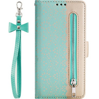 Etui z klapką do Samsung Galaxy A54 5G, Wallet Pocket Zipper Lace, zielone