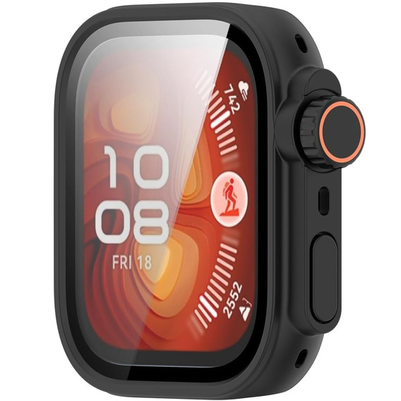 2w1 Etui + Szkło Hartowane do Huawei Watch Fit 4 Pro, Czarne/Pomarańczowe