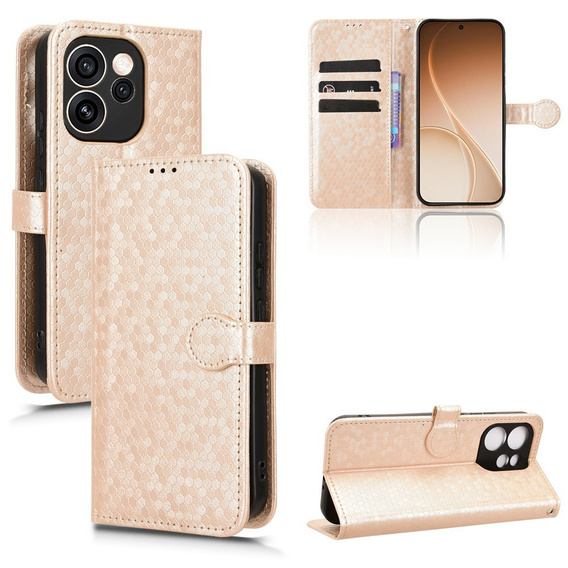 Etui z klapką do Oppo Reno 15 Pro, Wallet Rhombus, złote