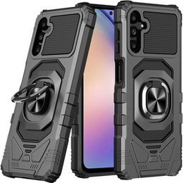 Etui do Samsung Galaxy S23 FE, pancerne z podstawką i blaszką do uchwytu, czarne