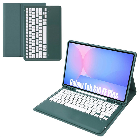Etui z Klawiaturą Bluetooth do Samsung Galaxy Tab S10 FE+ X620 / X626B - zielone