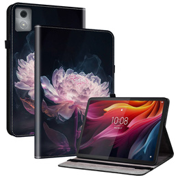 Etui do Lenovo Tab K11 Plus z nadrukiem piwonii, z kieszeniami na karty i funkcją podstawki