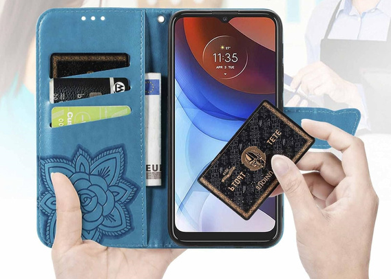 Etui z klapką do Oppo Reno 13F / Oppo Reno 13FS, Butterfly, niebieskie