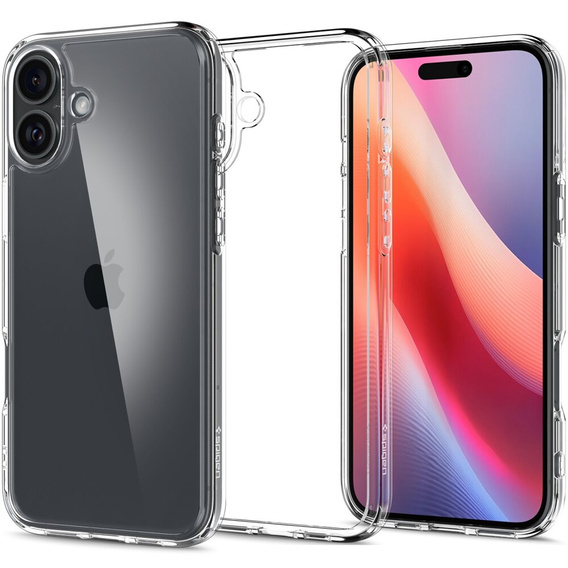 Etui Spigen do iPhone 16 Plus, Ultra Hybrid, przezroczyste + Szkło Hartowane 9H