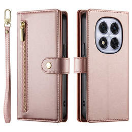 Etui z klapką do Xiaomi Redmi Note 14 Pro 5G / Poco X7 5G, Wallet Zipper Pocket, różowe