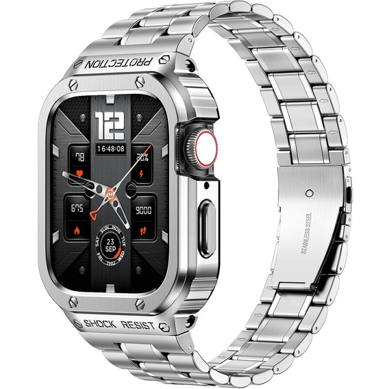 Stalowa bransoleta z etui do Apple Watch Ultra 1/2/3 49mm, Srebrna