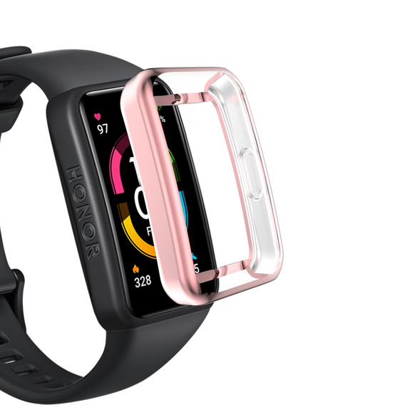 2w1 Etui z osłoną na ekran do Huawei Band 6/7, Różowe