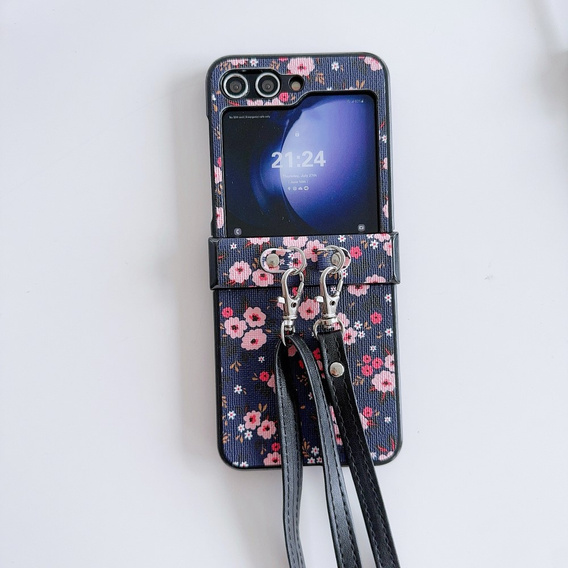 Etui do Samsung Galaxy Z Flip7 FE / Z Flip6, z paskiem na ramię, niebieskie