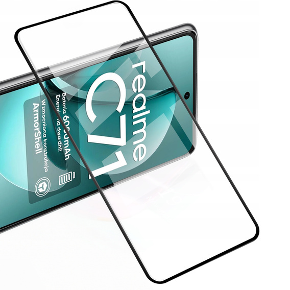 2x Szkło Hartowane do Realme C71, ERBORD 3D pełne, szybka na cały ekran