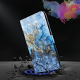 Etui z klapką do Samsung Galaxy A14 4G/5G, Wallet, Marble niebieskie
