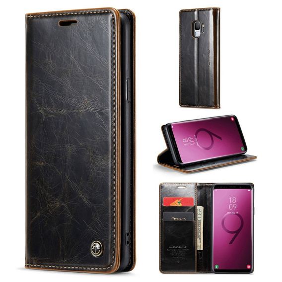 Etui z klapką CASEME do Samsung Galaxy S9, Waxy Textured, kawowe