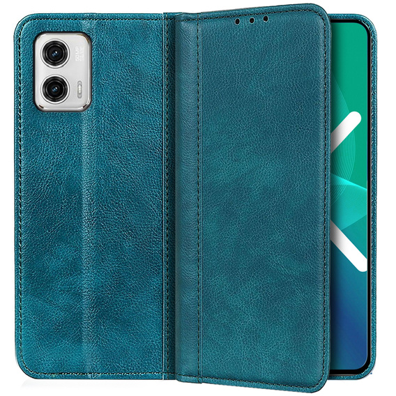 Etui z klapką do Motorola Moto G73 5G, Split Leather, turkusowe