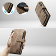 Etui CASEME do Samsung Galaxy A56 5G, Leather Wallet Cash and Card Slots, z paskiem, brązowe